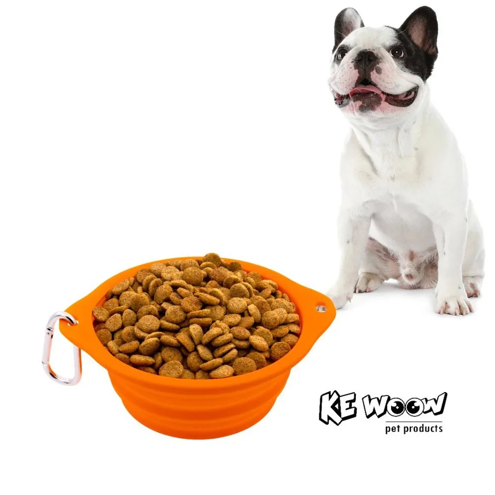 KE WOOW Portable Dog Bowl, collapsible made of silicone, travel Bowl 850ml 2pcs
